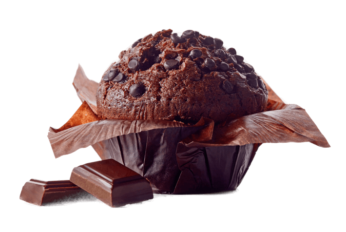 Chocolate muffin isolated on white