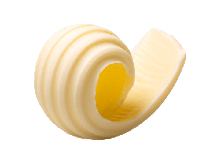 Butter curl or roll, cut paths